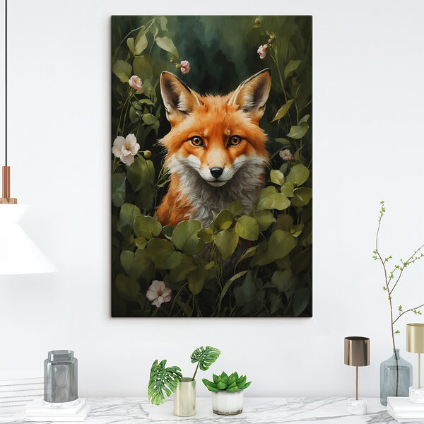 Vos in een struik Canvas Schilderijen Vos in een struik