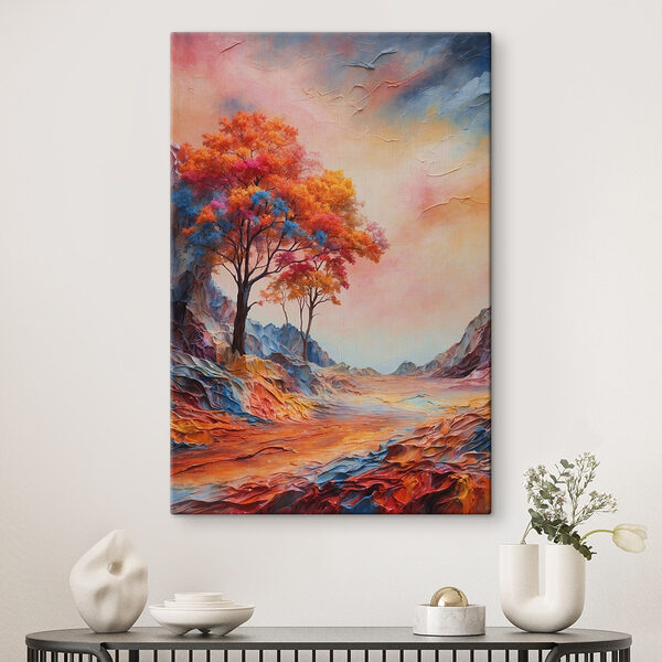 Schilderij van een boom met kleurrijke bladeren Canvas Schilderijen Schilderij van een boom met kleurrijke bladeren