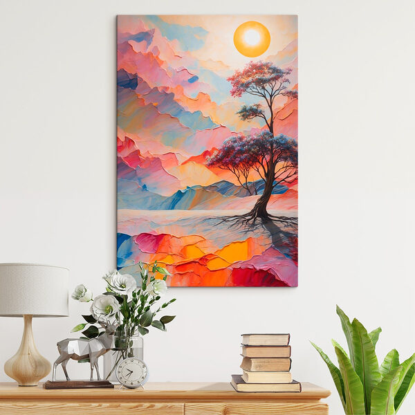 Boom in een woestijn Canvas Schilderijen Boom in een woestijn