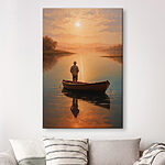 Canvas Schilderijen Man in boot op meer