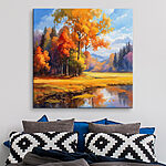 Canvas Schilderijen Schilderij van een kleurrijk bos