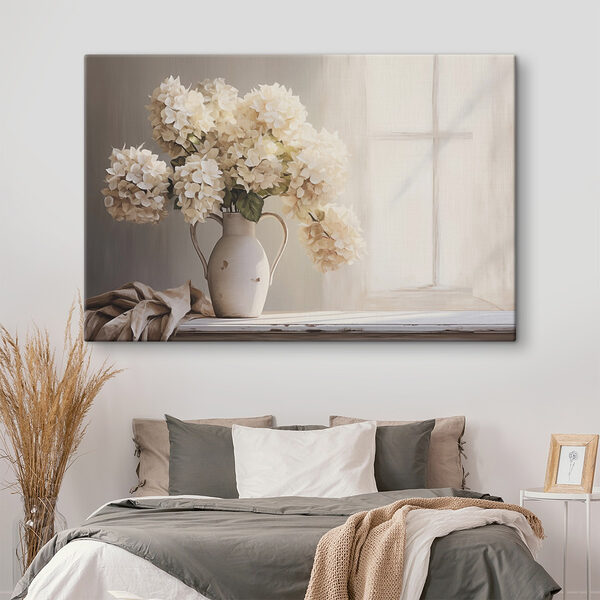 Schilderij van bloemen in een vaas Canvas Schilderijen Schilderij van bloemen in een vaas