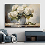 Canvas Schilderijen Schilderij van witte bloemen in een vaas