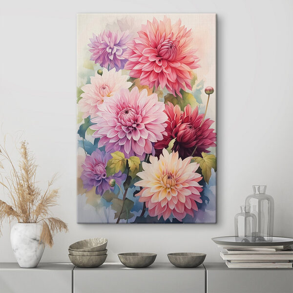 Schilderij van bloemen op een wit oppervlak Canvas Schilderijen Schilderij van bloemen op een wit oppervlak