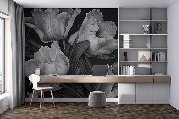 Elegante tulpen in monochrome tinten Fotobehang Elegante tulpen in monochrome tinten