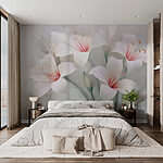 Fotobehang Delicate bloesems in zachte tinten