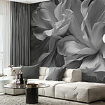 Fotobehang Elegante bloemen in monochroom contrast.