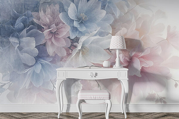 Bos bloemen op een wit vlak Fotobehang Bos bloemen op een wit vlak