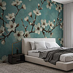 Fotobehang Delicate bloesems op een serene achtergrond