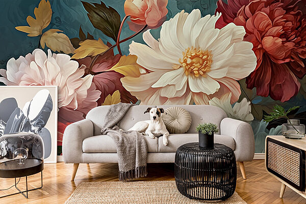 Levendige bloemen in zachte kleuren Fotobehang Levendige bloemen in zachte kleuren