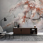 Fotobehang Boom met witte bloemen