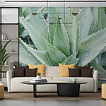 Fotobehang Weelderige groene plant met waterdruppels