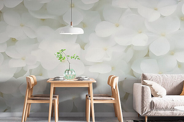 Groep witte bloemen Fotobehang Groep witte bloemen