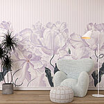 Fotobehang Delicate bloemen in zachte pasteltinten