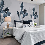 Fotobehang Elegant bloemmotief in koele tinten