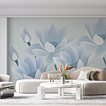 Fotobehang Groep witte bloemen