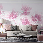 Fotobehang Groep roze bloemen