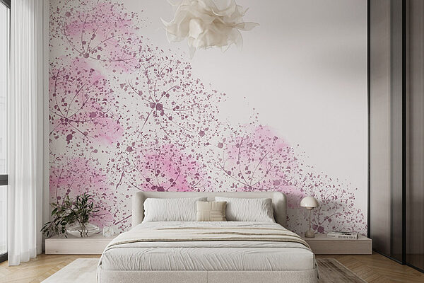 Roze bloemen met paarse vlekken Fotobehang Roze bloemen met paarse vlekken