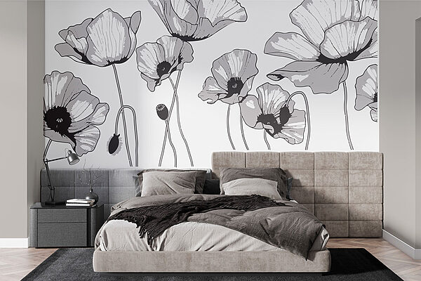 Groep bloemen met knoppen Fotobehang Groep bloemen met knoppen