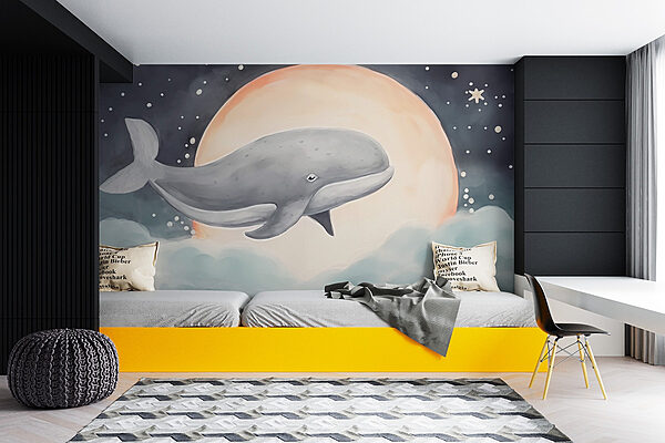 Walvis in de lucht Fotobehang Walvis in de lucht