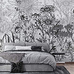 Fotobehang Zwart-wit afbeelding van bloemen