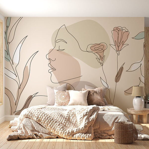Vrouw’s gezicht met bloemen Fotobehang Vrouw’s gezicht met bloemen