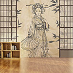 Fotobehang Tekening van een vrouw in een kimono