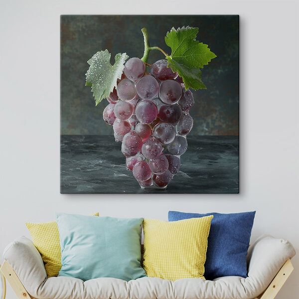 Trosje druiven met waterdruppels erop Canvas Schilderijen Trosje druiven met waterdruppels erop