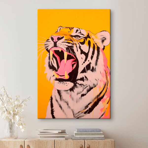 Tijger met zijn bek open Canvas Schilderijen Tijger met zijn bek open