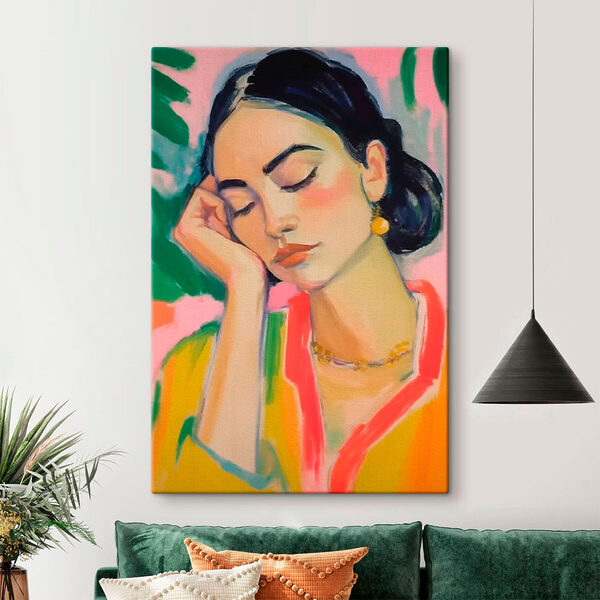 Schilderij van een slapende vrouw Canvas Schilderijen Schilderij van een slapende vrouw