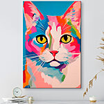 Canvas Schilderijen Kleurrijk kat schilderij