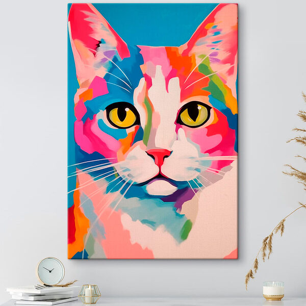 Kleurrijk kat schilderij Canvas Schilderijen Kleurrijk kat schilderij