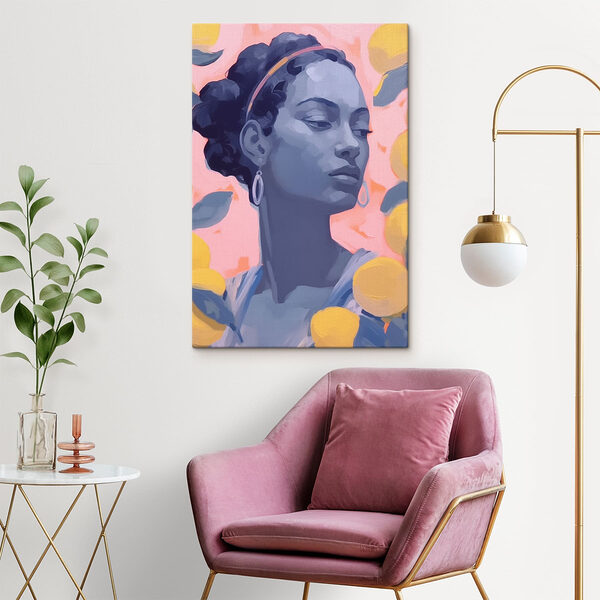 Vrouw met oorbellen en een hoofdband Canvas Schilderijen Vrouw met oorbellen en een hoofdband
