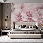 Fotobehang Groep roze rozen