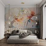 Fotobehang Delicate bloemen in zachte pasteltinten