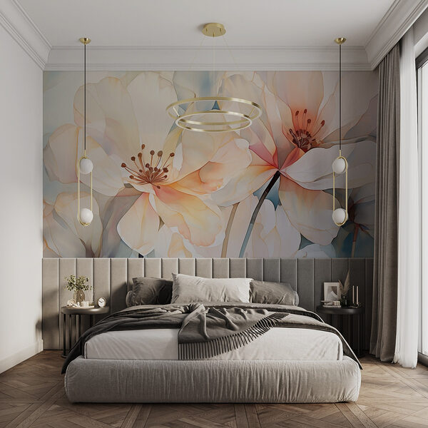 Delicate bloemen in zachte pasteltinten Fotobehang Delicate bloemen in zachte pasteltinten