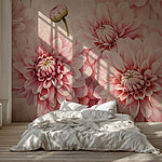 Fotobehang Groep roze bloemen