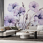 Fotobehang Schilderij van paarse bloemen