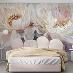 Fotobehang Schilderij van bloemen op een witte achtergrond