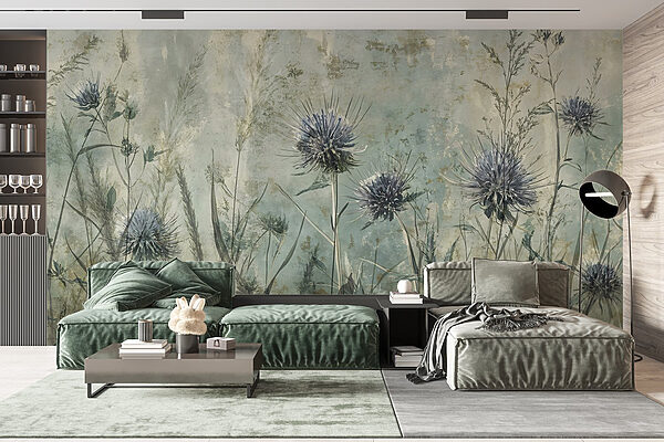 Schilderen van bloemen en planten Fotobehang Schilderen van bloemen en planten