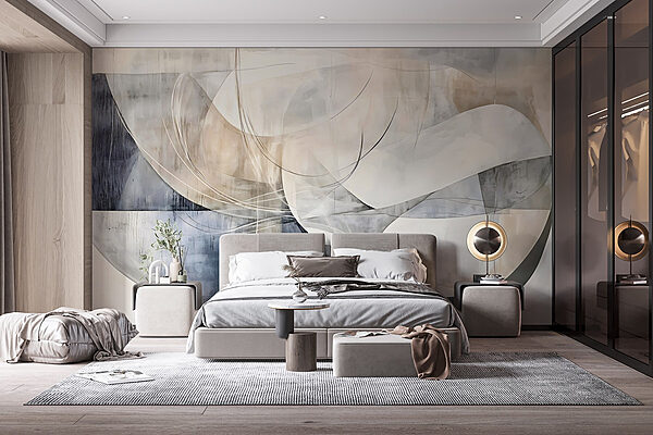 Fotobehang Schilderij van een witte en grijze kunst (Artikelnummer: w08461) Fotobehang Fotobehang Schilderij van een witte en grijze kunst (Artikelnummer: w08461)
