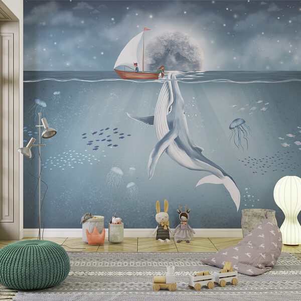 Fotobehang Walvis zwemmend in het water
