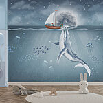 Fotobehang Walvis zwemmend in het water