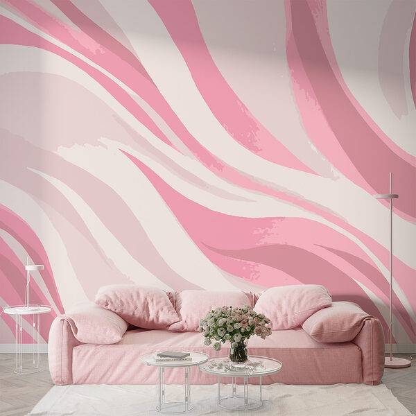 Fotobehang Fotobehang Roze en witte swirls (Artikelnummer: w02420)