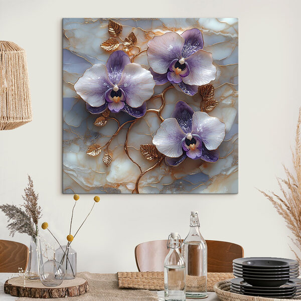 Delicate orchideeën op een gestructureerde achtergrond Canvas Schilderijen Delicate orchideeën op een gestructureerde achtergrond