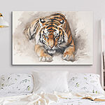 Canvas Schilderijen Aquarel van een liggende tijger