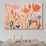 Canvas Schilderijen Schilderij van bloemen en bladeren