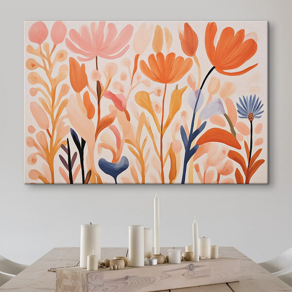 Schilderij van bloemen en bladeren Canvas Schilderijen Schilderij van bloemen en bladeren