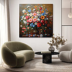 Canvas Schilderijen Schilderij van een boeket bloemen
