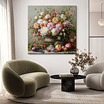 Canvas Schilderijen Schilderij van bloemen in een vaas
